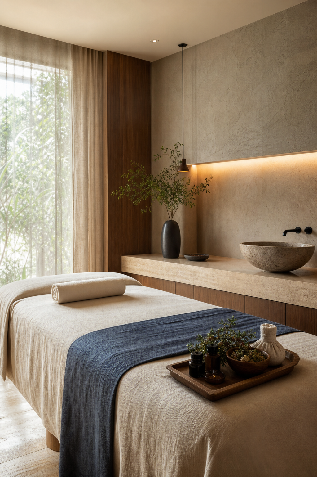 Conceptual private herbal treatment suite for Merkama